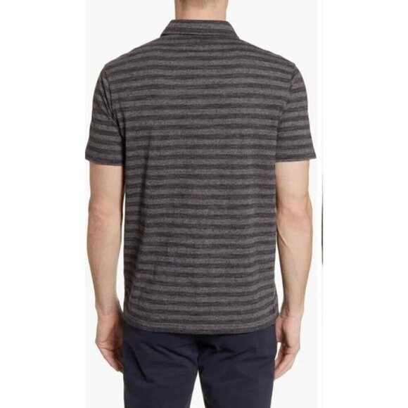 Nordstrom Mens Shop Gray Stripe Slub Polo Shirt Short Sleeve Sz XL - Picture 2 of 14